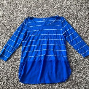 3/4 sleeve blue and white striped blouse, Ana